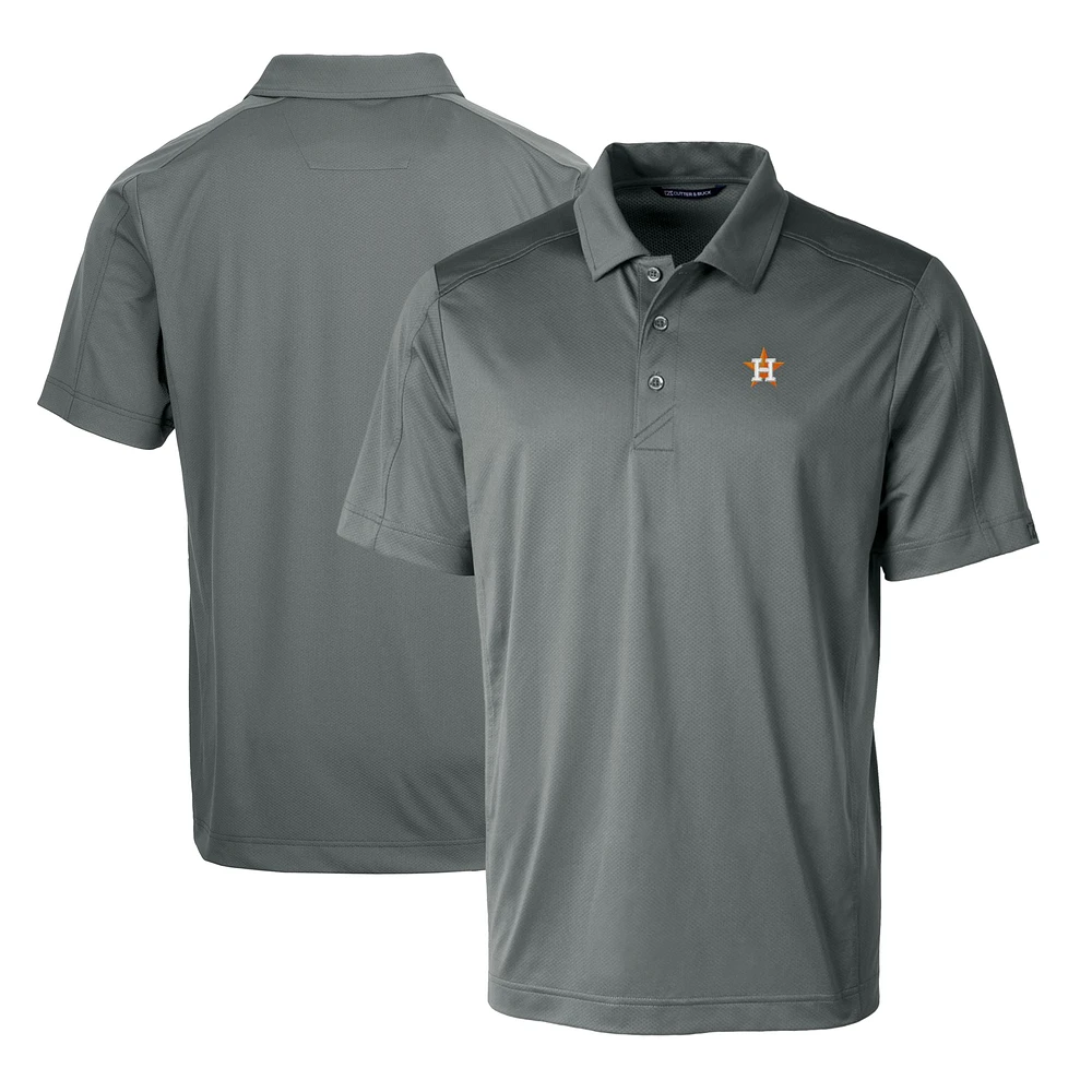 Men's Cutter & Buck Steel Houston Astros Prospect Textured Stretch Polo