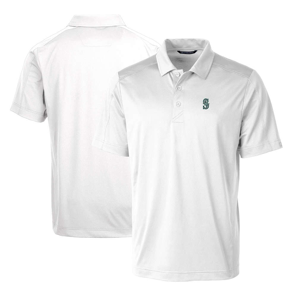 Men's Cutter & Buck White Seattle Mariners Prospect Textured Stretch Polo