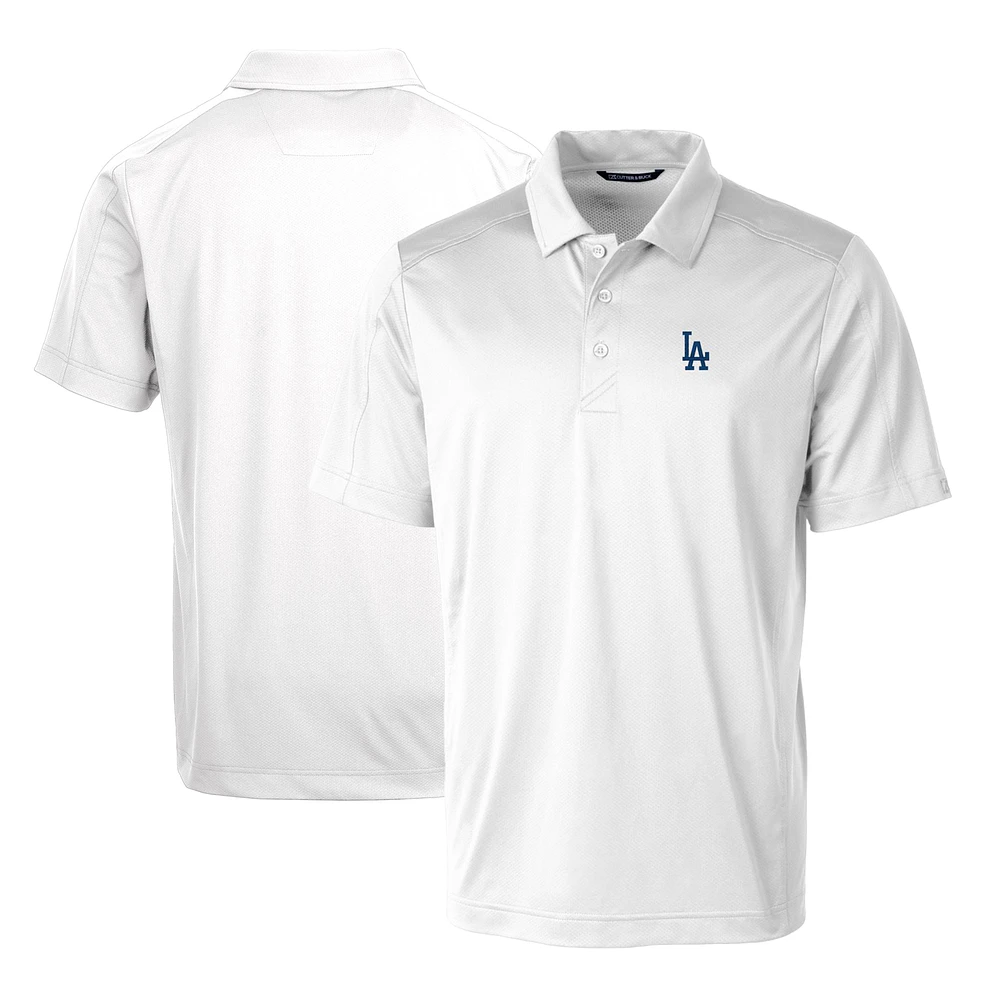Men's Cutter & Buck White Los Angeles Dodgers Prospect Textured Stretch Polo