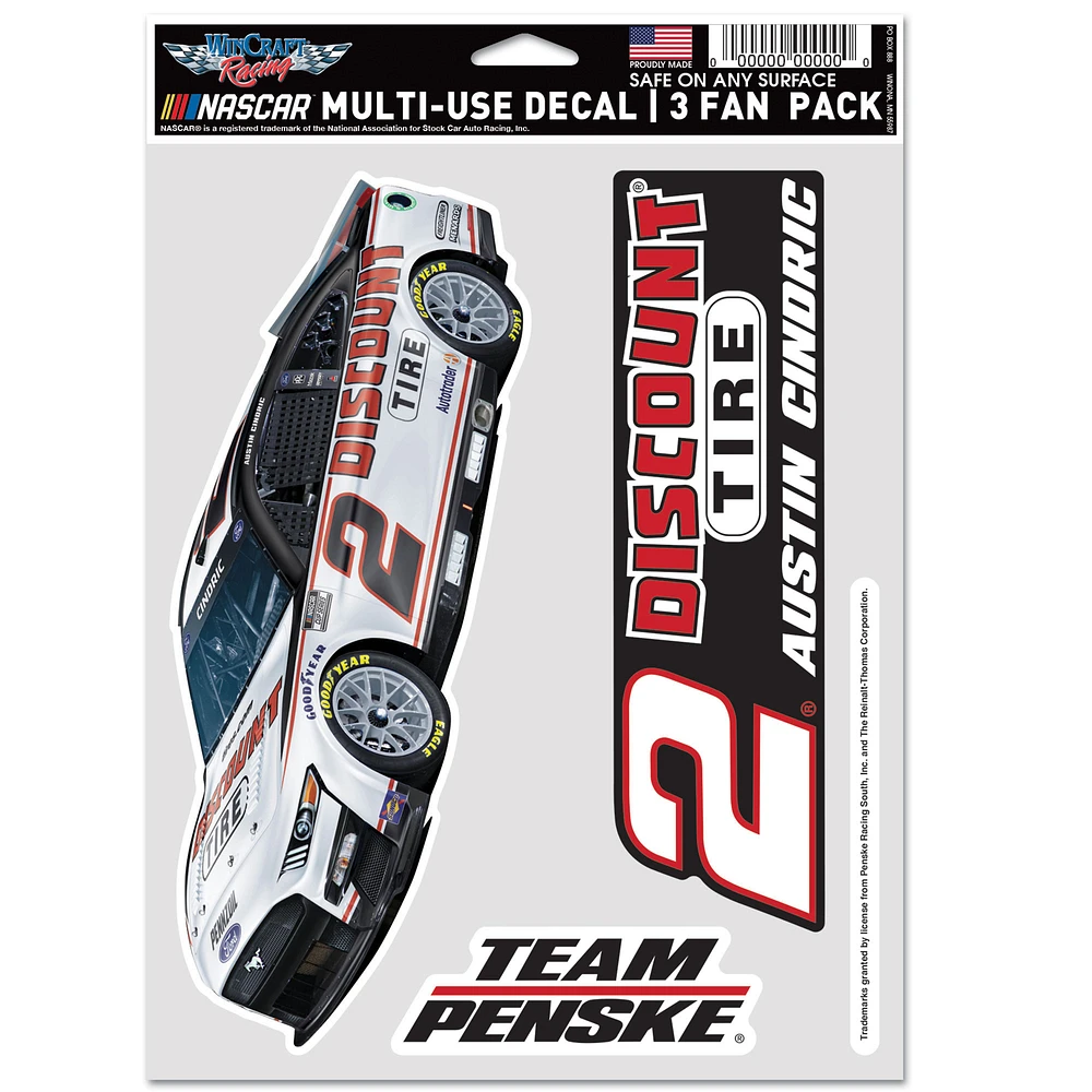 WinCraft Austin Cindric 5.5'' x 7.75'' Fan 3-Pack Decal Set