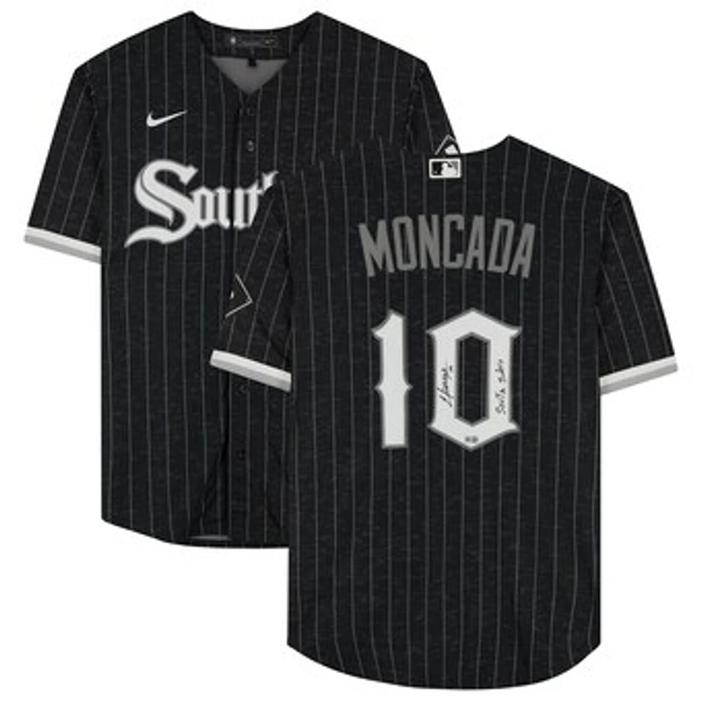 Yoan Moncada Charcoal Chicago White Sox Autographed Nike City Connect Replica Jersey with "South Siders" Inscription