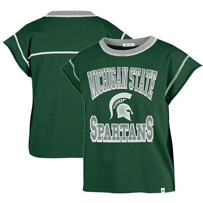 Women's '47 Green Michigan State Spartans Sound Up Maya Cutoff T-Shirt