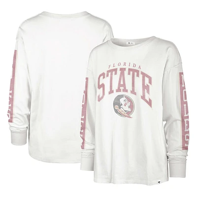 Women's '47 Cream Florida State Seminoles Statement SOA 3-Hit Long Sleeve T-Shirt