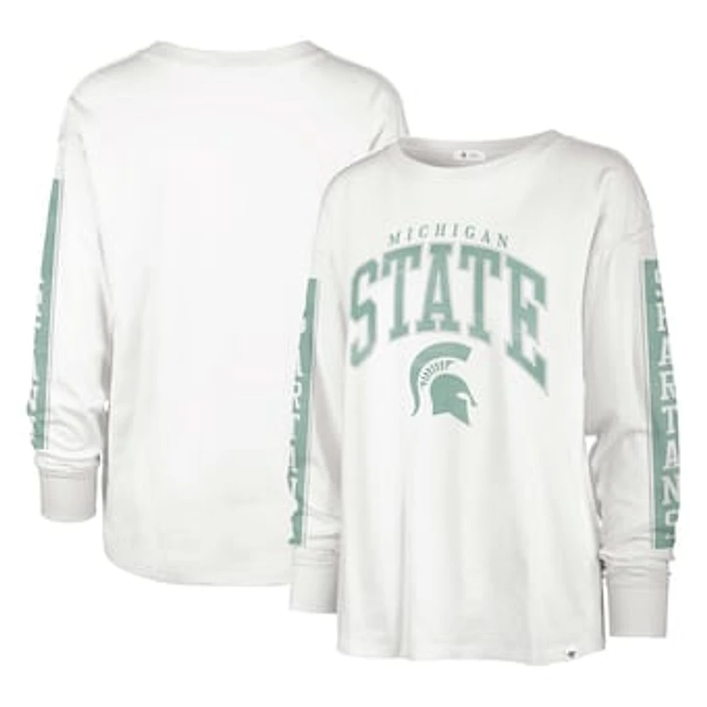 Women's '47 Cream Michigan State Spartans Statement SOA 3-Hit Long Sleeve T-Shirt