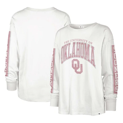 Women's '47 Cream Oklahoma Sooners Statement SOA 3-Hit Long Sleeve T-Shirt