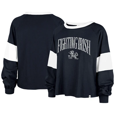 Women's '47 Navy Notre Dame Fighting Irish Upside Rhea Raglan Long Sleeve T-Shirt
