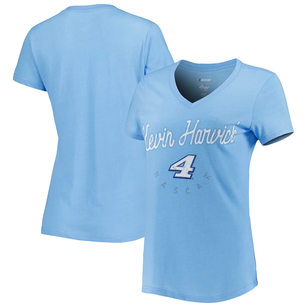 Women's G-III 4Her by Carl Banks Light Blue Kevin Harvick Bump & Run V-Neck T-Shirt