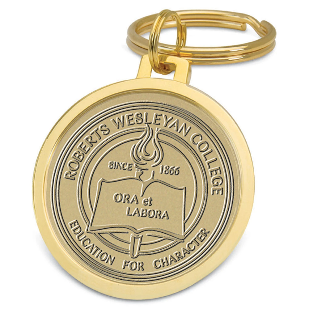 Gold Roberts Wesleyan Redhawks Split-Wire Key Ring