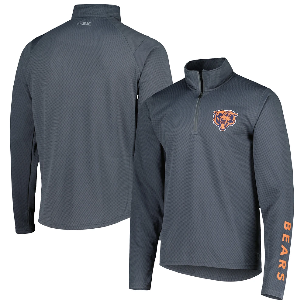 Men's MSX by Michael Strahan Charcoal Chicago Bears Half-Zip Pullover