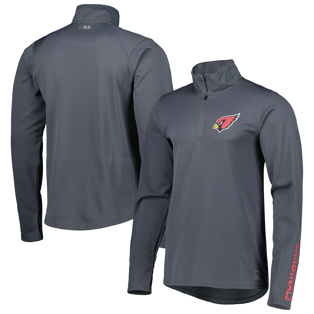 Men's MSX by Michael Strahan Charcoal Arizona Cardinals Half-Zip Pullover