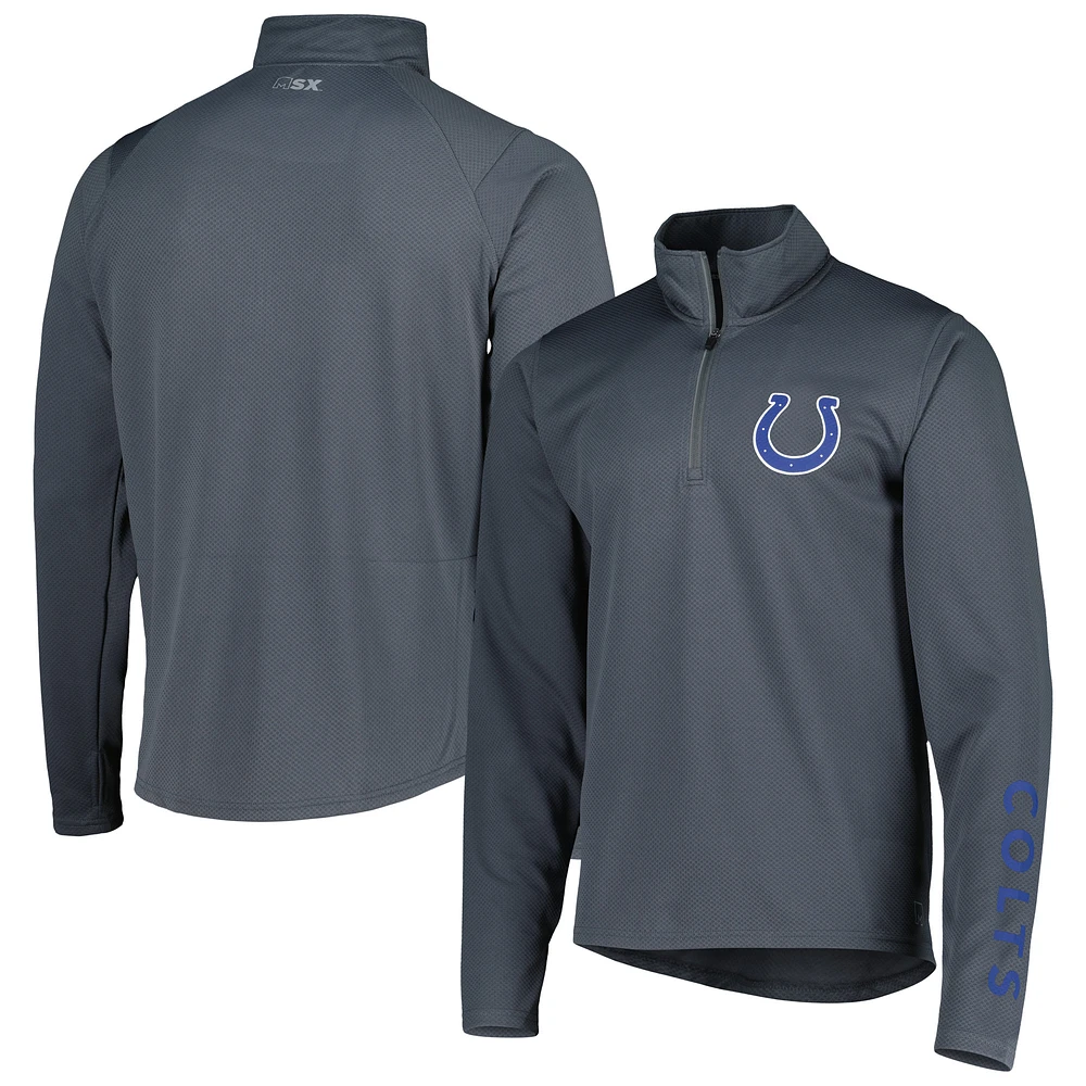 Men's MSX by Michael Strahan Charcoal Indianapolis Colts Half-Zip Pullover