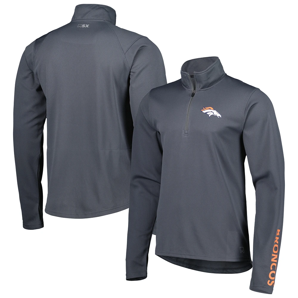 Men's MSX by Michael Strahan Charcoal Denver Broncos Half-Zip Pullover