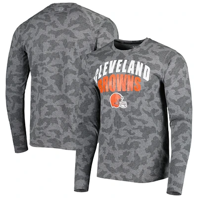 Men's MSX by Michael Strahan Black Cleveland Browns Performance Camo Long Sleeve T-Shirt
