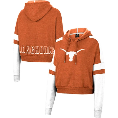 Women's Colosseum Texas Orange Texas Longhorns Throwback Stripe Arch Logo Cropped Pullover Hoodie
