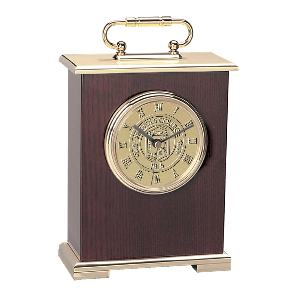 Gold Nichols College Bison Carriage Clock
