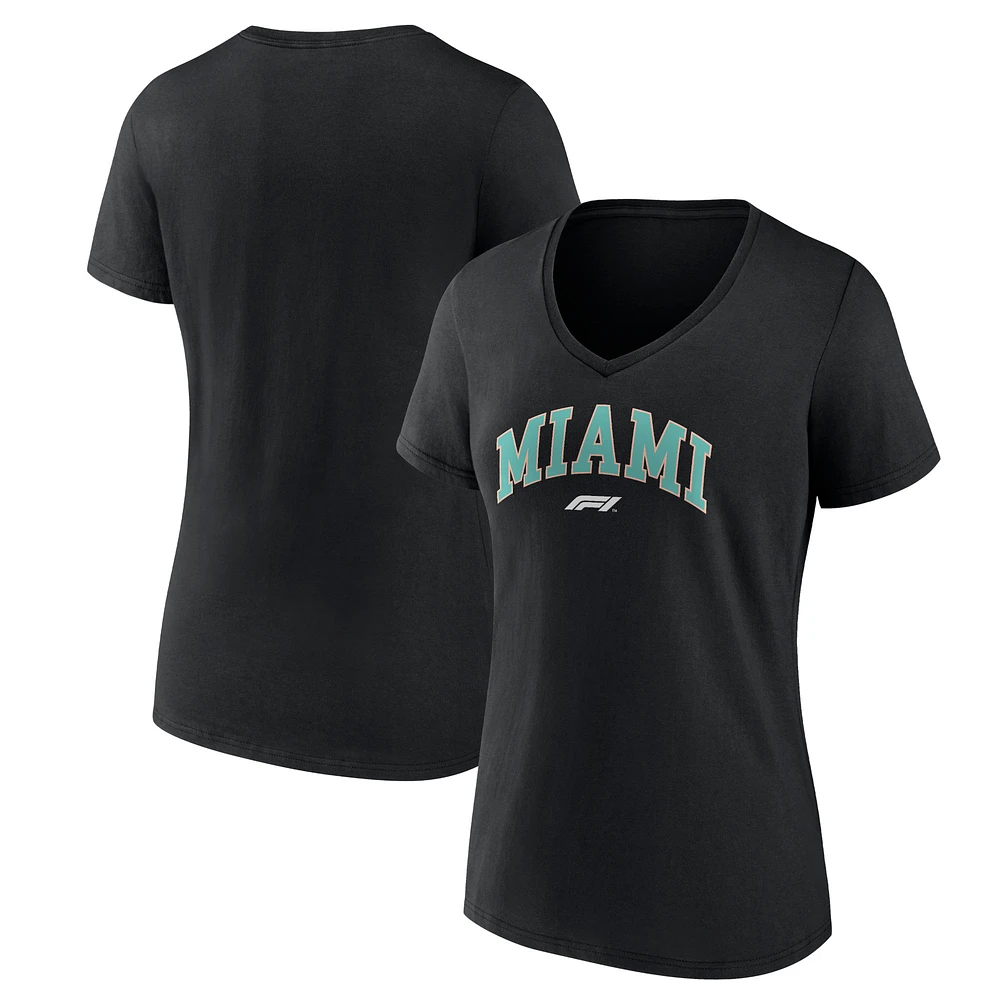 Women's Black Formula 1 Miami Grand Prix V-Neck T-Shirt