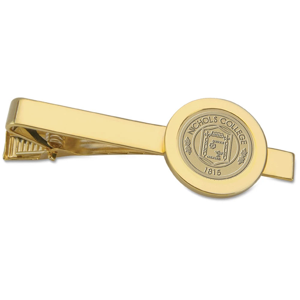 Gold Nichols College Bison Logo Tie Bar