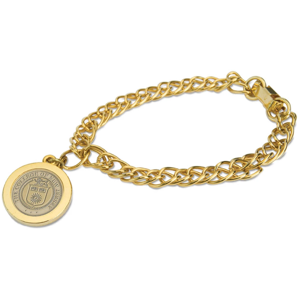 Gold College of New Jersey Lions Charm Bracelet