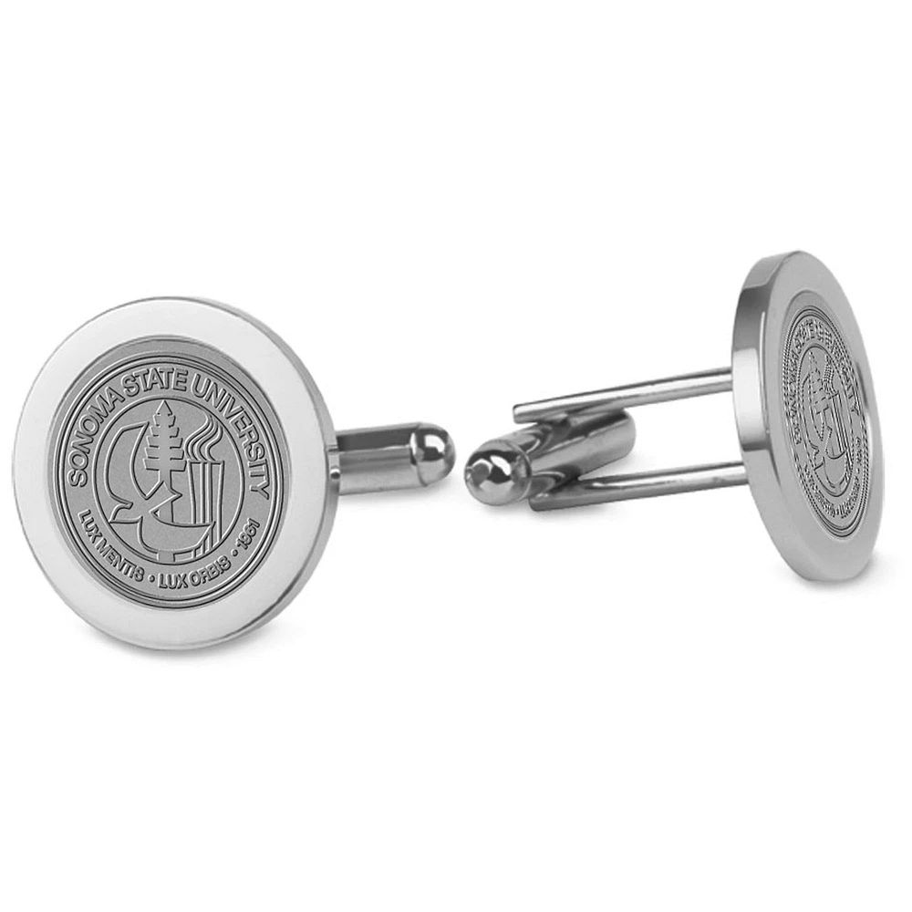 Silver Sonoma State Seawolves Cufflinks