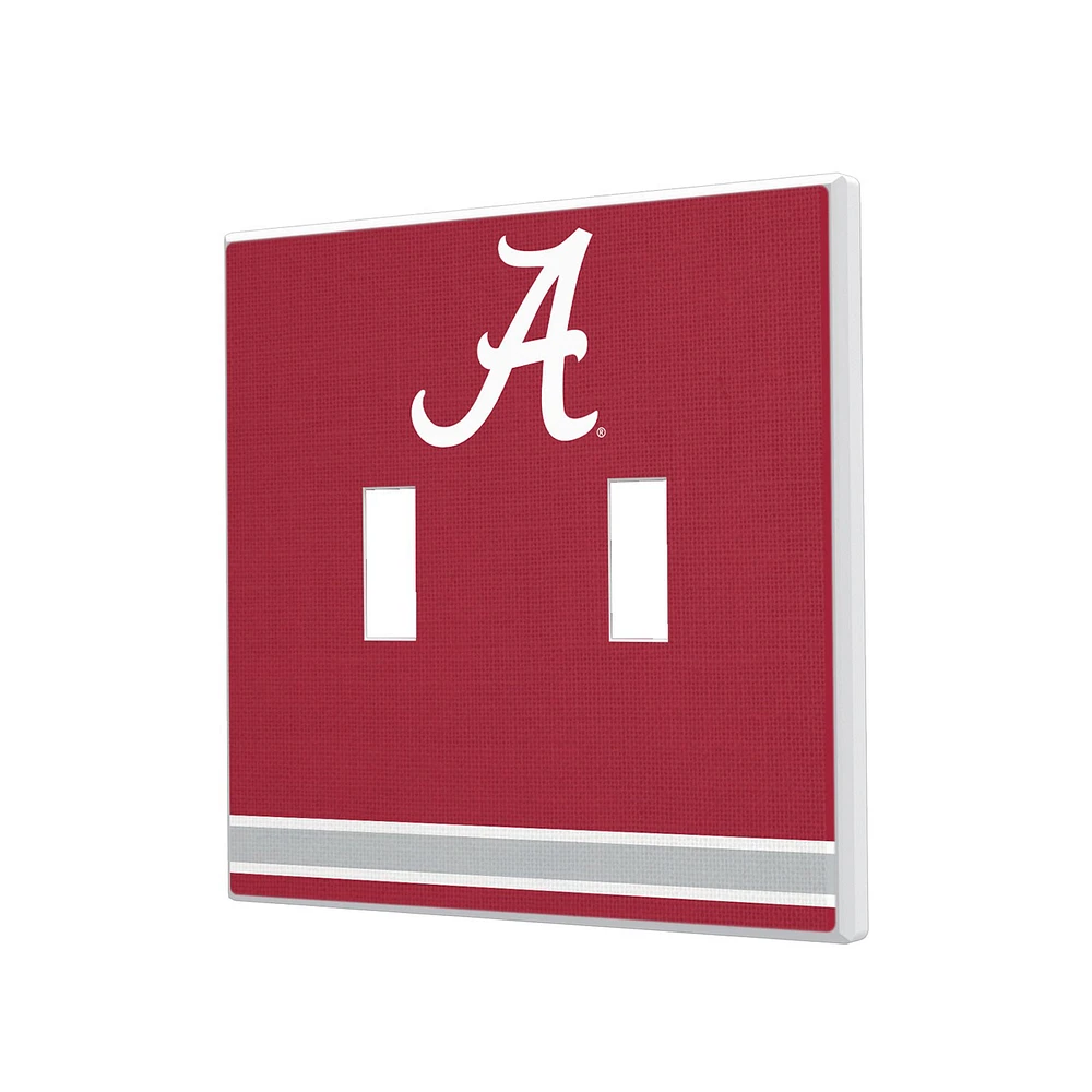 Alabama Crimson Tide Stripe Design Double Toggle Lightswitch Plate