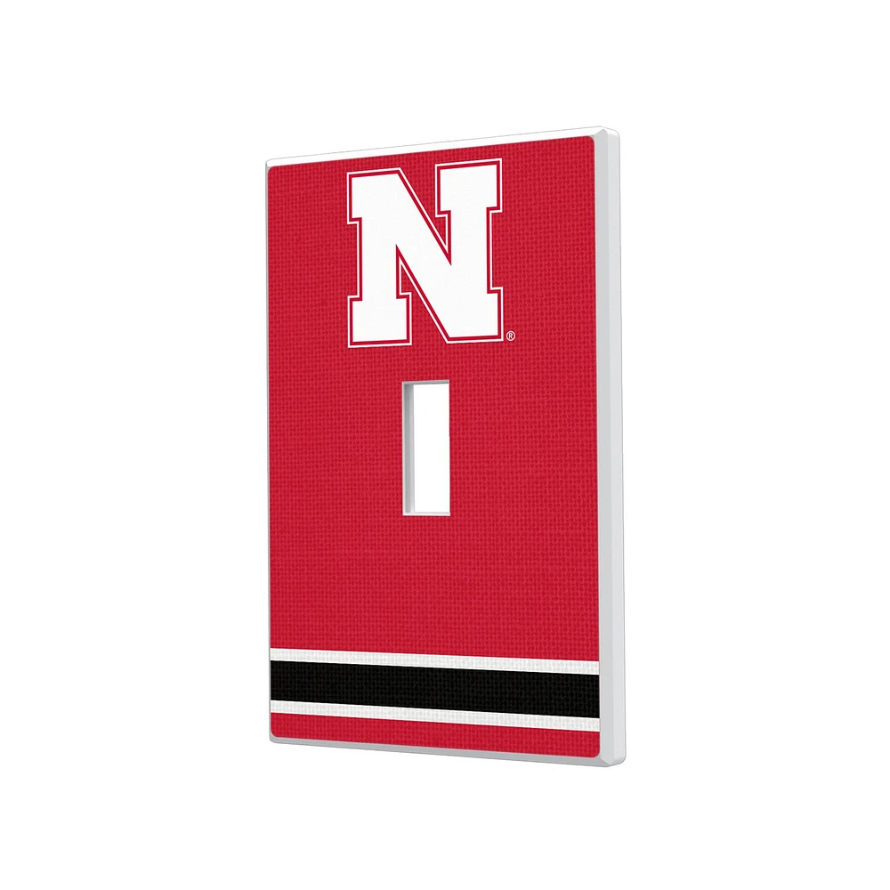 Nebraska Huskers Stripe Design Single Toggle Lightswitch Plate