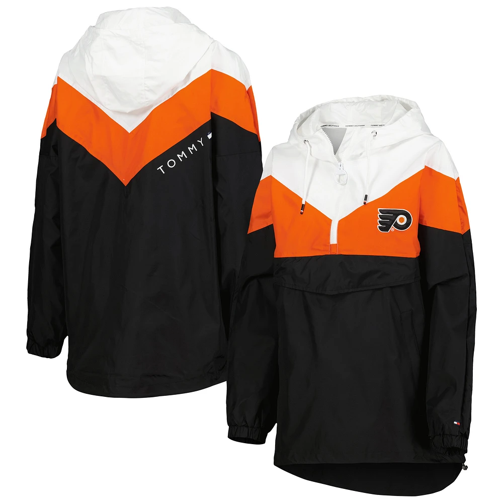 Women's Tommy Hilfiger Orange/Black Philadelphia Flyers Staci Half-Zip Windbreaker Jacket