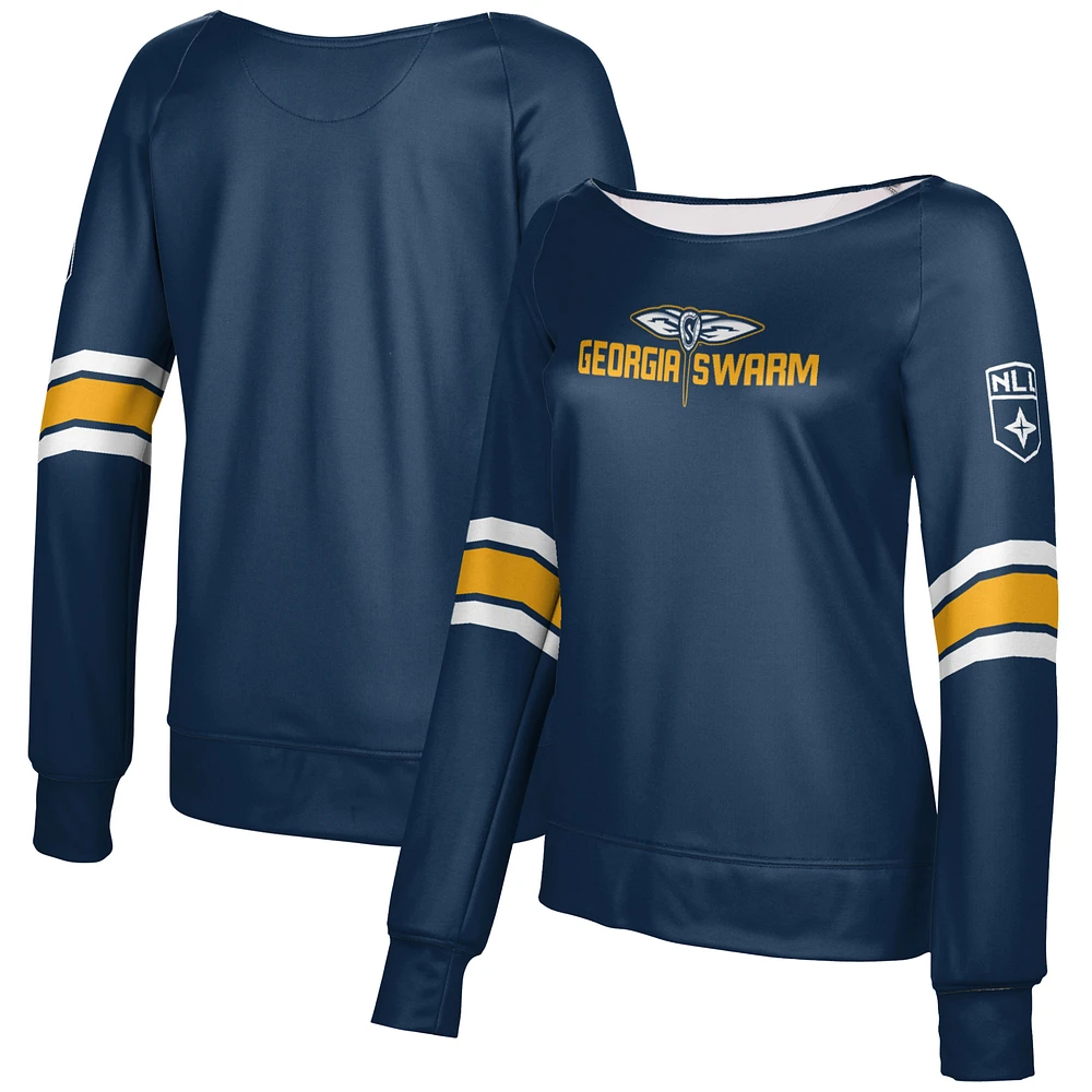 Girls Youth Epoch Lacrosse Navy Georgia Swarm Boat Neck Pullover Sweatshirt