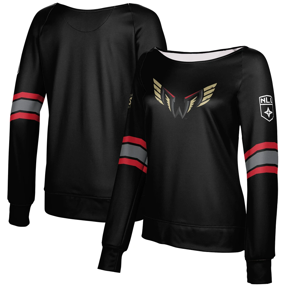 Girls Youth Epoch Lacrosse Black Philadelphia Wings Boat Neck Pullover Sweatshirt