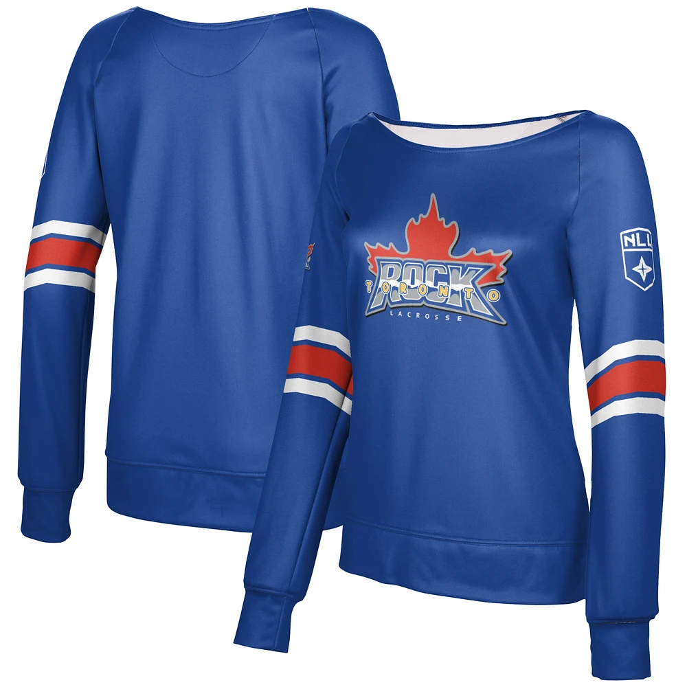 Girls Youth Epoch Lacrosse Blue Toronto Rock Boat Neck Pullover Sweatshirt