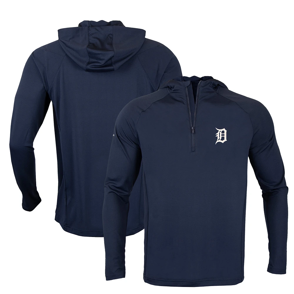 Men's Levelwear Navy Detroit Tigers Zander Insignia Core Quarter-Zip Pullover Hoodie