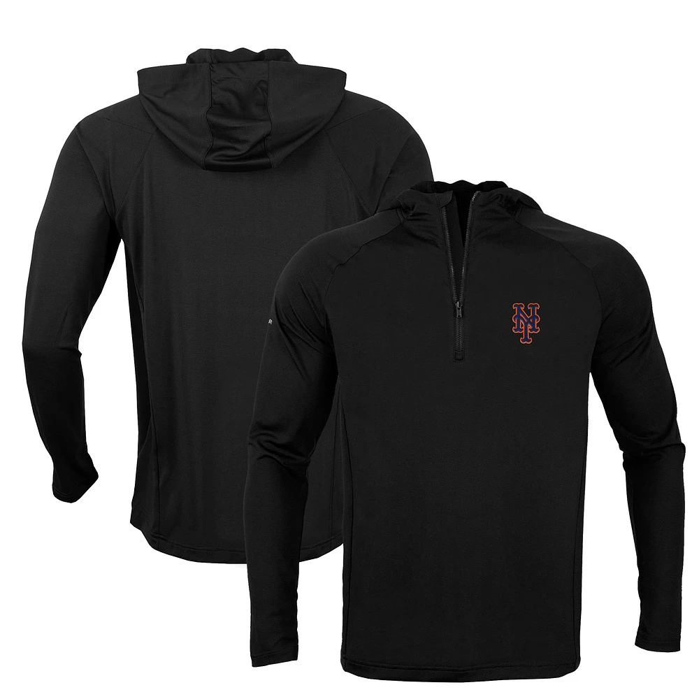 Men's Levelwear Black New York Mets Zander Insignia Core Quarter-Zip Pullover Hoodie