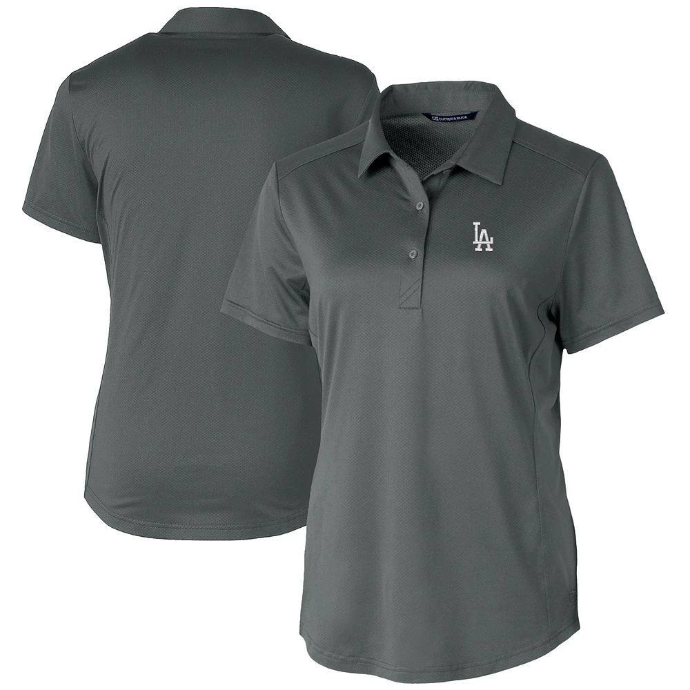 Women's Cutter & Buck Gray Los Angeles Dodgers Prospect Textured Stretch Polo