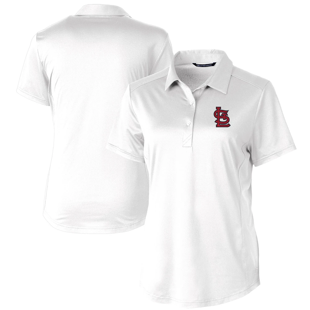 Women's Cutter & Buck White St. Louis Cardinals Prospect Textured Stretch Polo