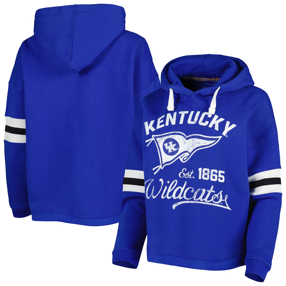 Women's Pressbox Royal Kentucky Wildcats Super Pennant Pullover Hoodie
