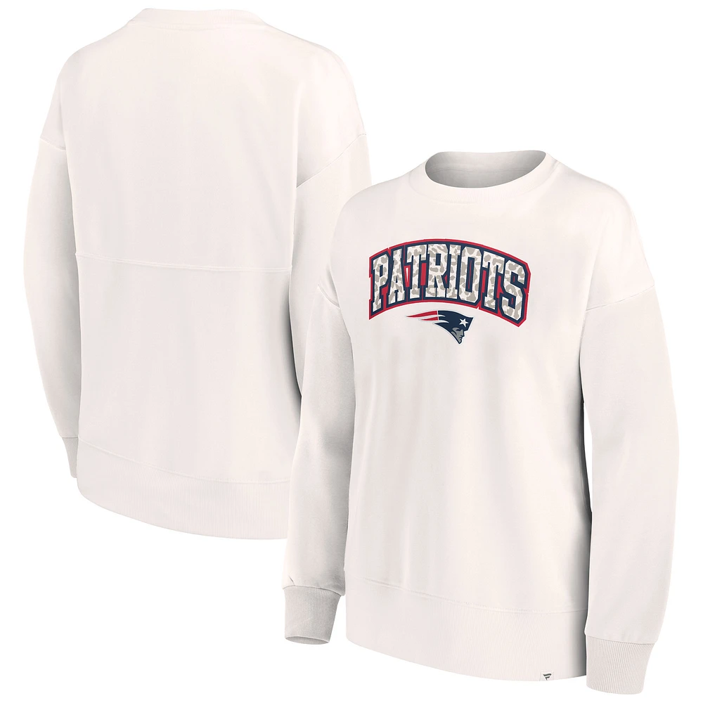 Women's Fanatics Cream New England Patriots Leopard Team Pullover Sweatshirt