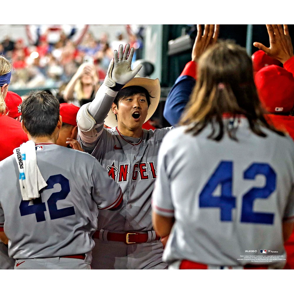 Shohei Ohtani Los Angeles Angels Unsigned Cowboy Hat High Five Photograph