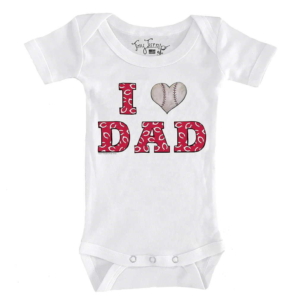 Infant Tiny Turnip White Cincinnati Reds I Love Dad Bodysuit