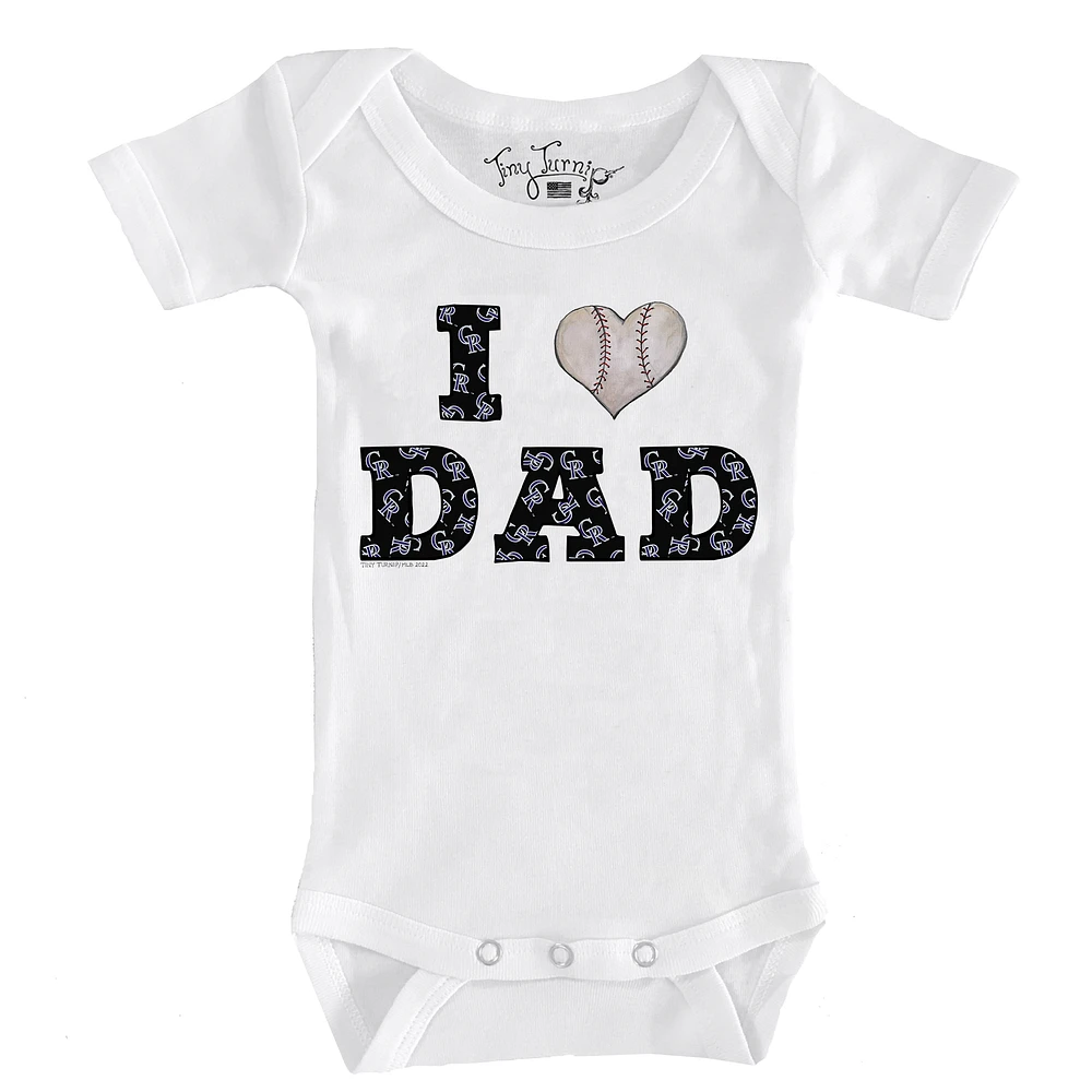 Infant Tiny Turnip White Colorado Rockies I Love Dad Bodysuit