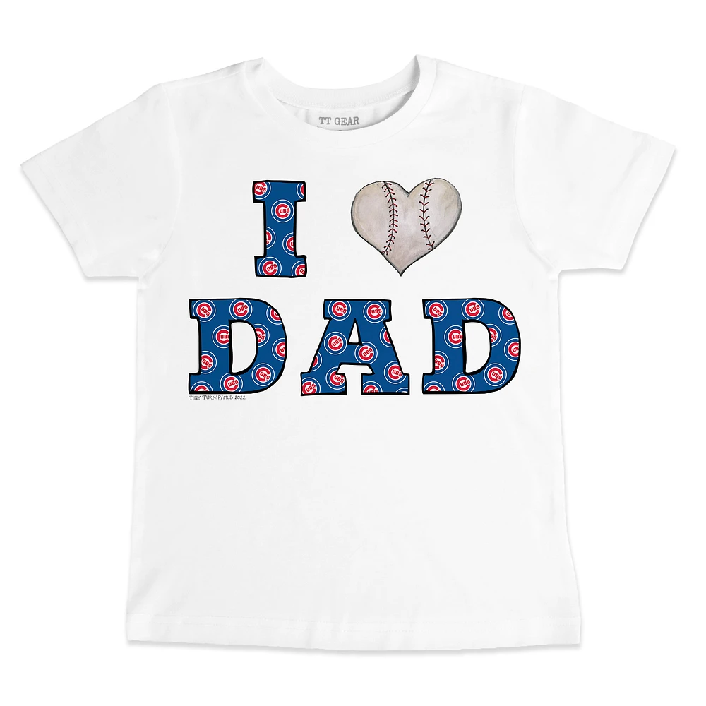 Infant Tiny Turnip White Chicago Cubs I Love Dad T-Shirt