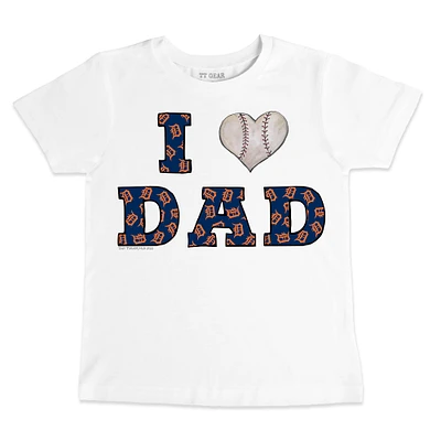 Toddler Tiny Turnip White Detroit Tigers I Love Dad T-Shirt