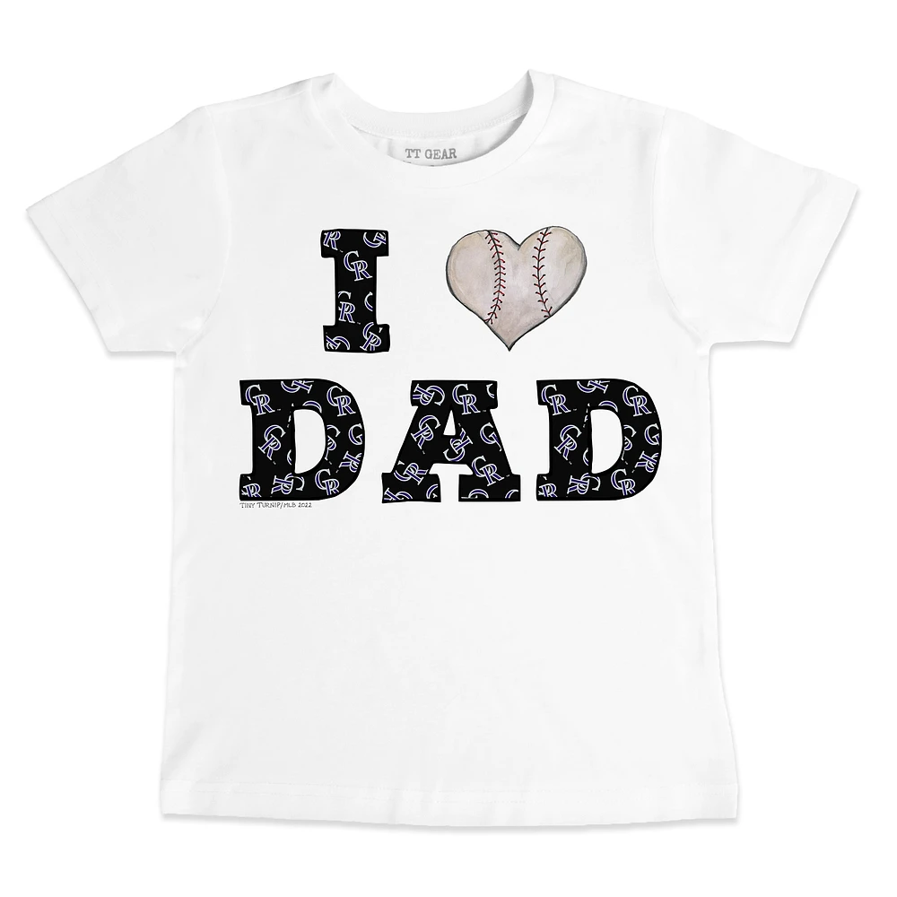 Youth Tiny Turnip White Colorado Rockies I Love Dad T-Shirt