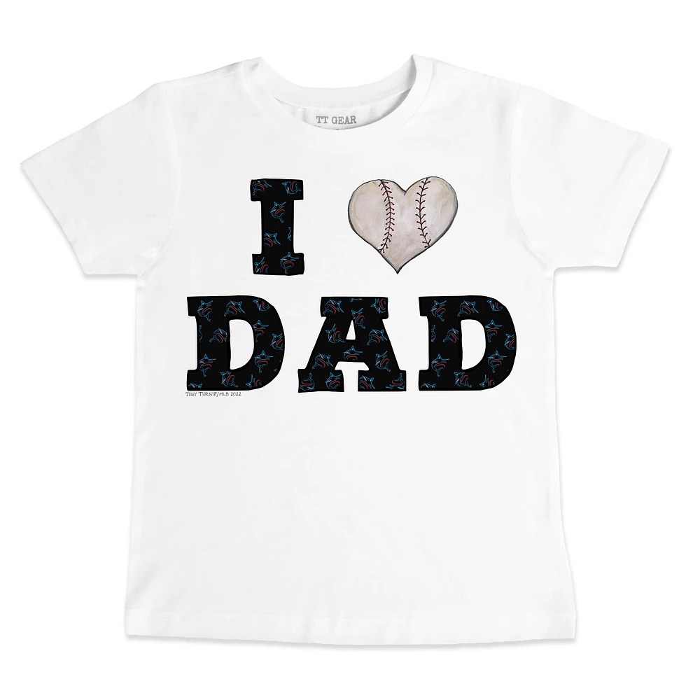 Youth Tiny Turnip White Miami Marlins I Love Dad T-Shirt