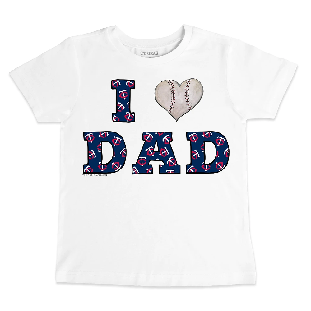 Youth Tiny Turnip White Minnesota Twins I Love Dad T-Shirt