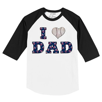 Infant Tiny Turnip White/Black Minnesota Twins I Love Dad 3/4-Sleeve Raglan T-Shirt