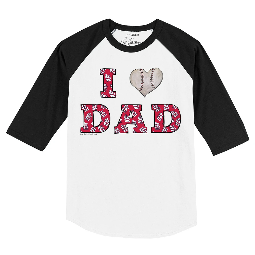 Infant Tiny Turnip White/Black St. Louis Cardinals I Love Dad 3/4-Sleeve Raglan T-Shirt