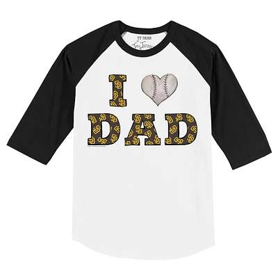 Youth Tiny Turnip White/Black San Diego Padres I Love Dad 3/4-Sleeve Raglan T-Shirt