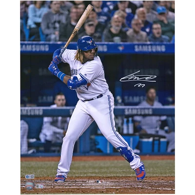 Vladimir Guerrero Jr. Toronto Blue Jays Autographed 16" x 20" Hitting in White Jersey Photograph