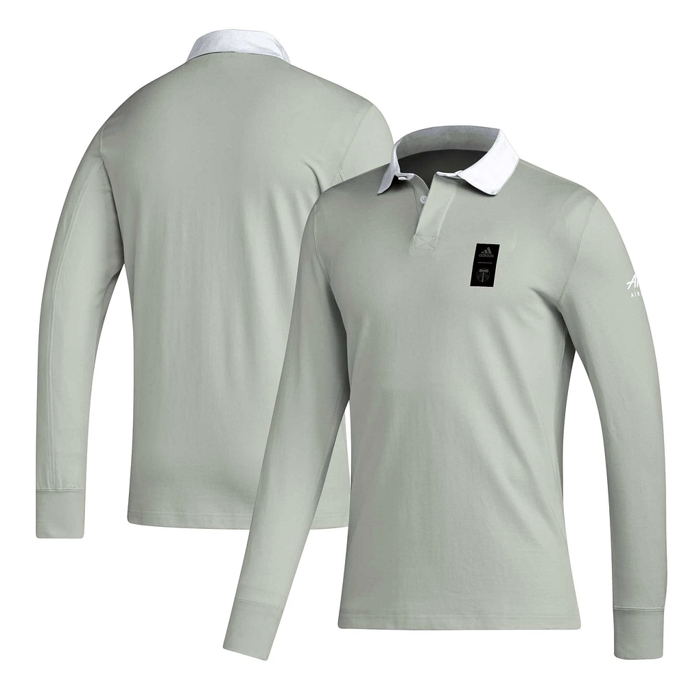 Men's adidas 2023 Player Gray Portland Timbers Travel Long Sleeve Polo