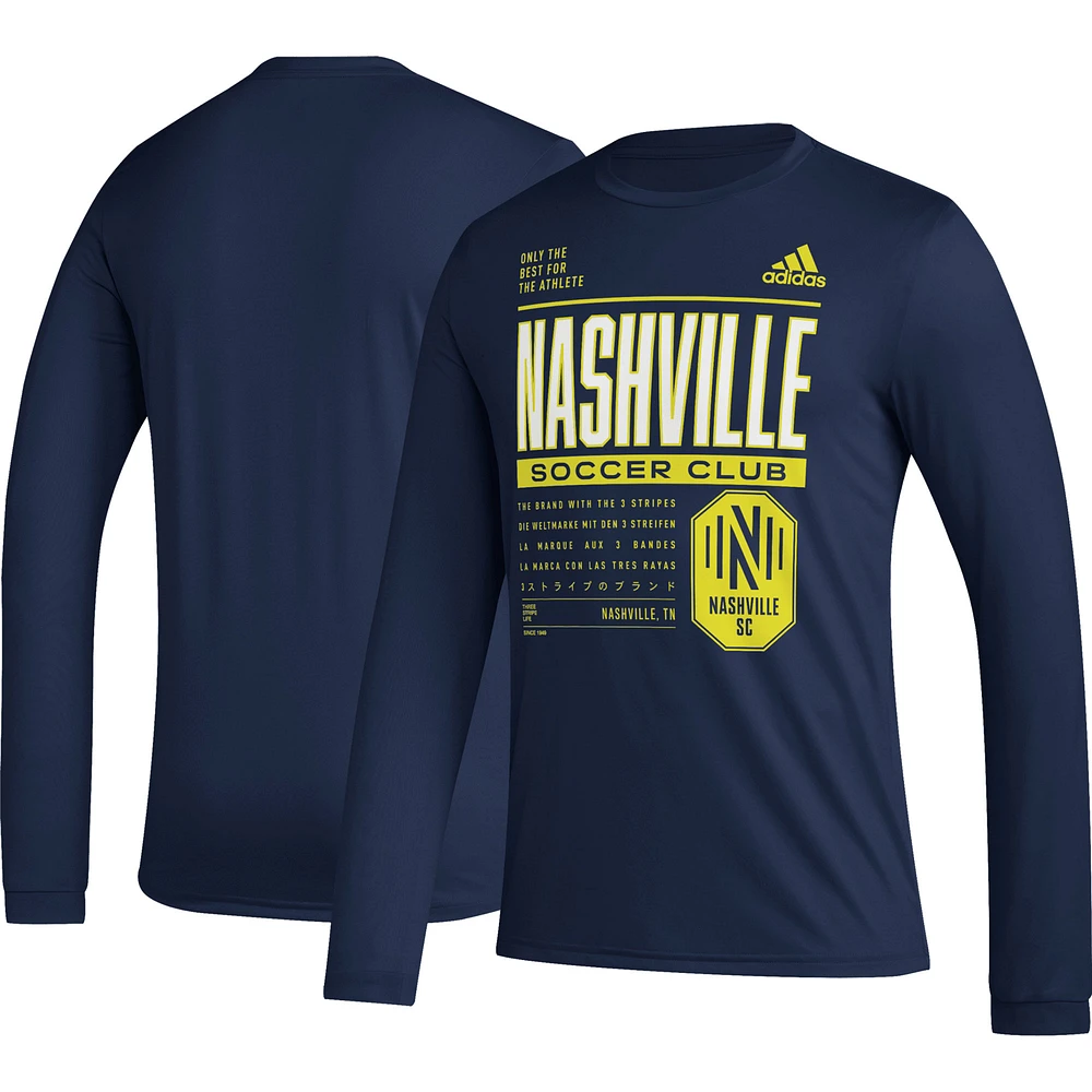 Men's adidas Navy Nashville SC Club DNA Long Sleeve AEROREADY T-Shirt
