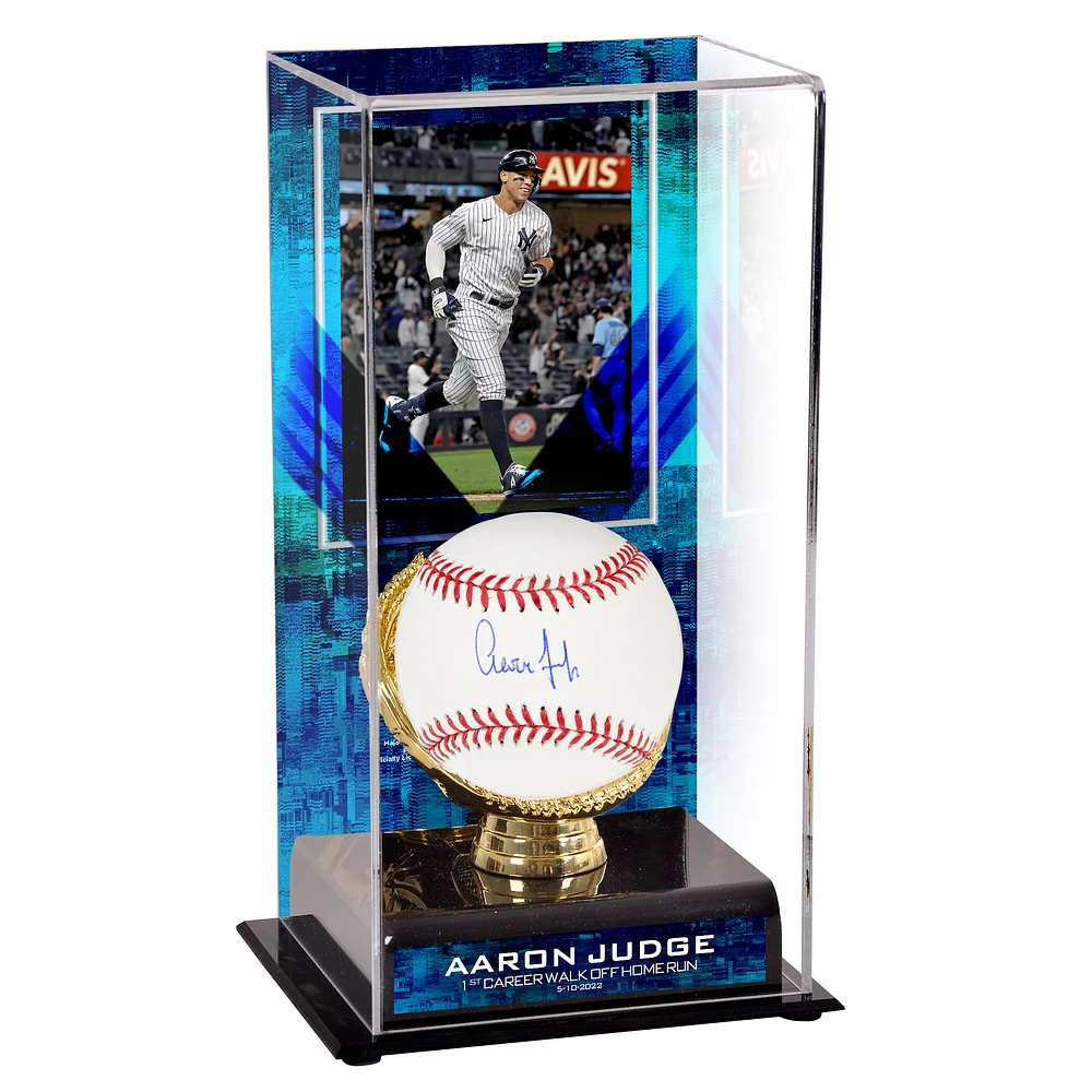 Aaron Judge New York Yankees Autographed Baseball and 1st Career Walk-Off Home Run Sublimated Display Case